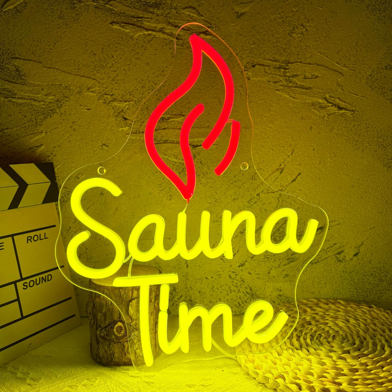 Spa Wellness Gym - ป้ายไฟนีออน Sauna Time สำหรับตกแต่งบ้าน สปา ห้องออกกำลังกาย